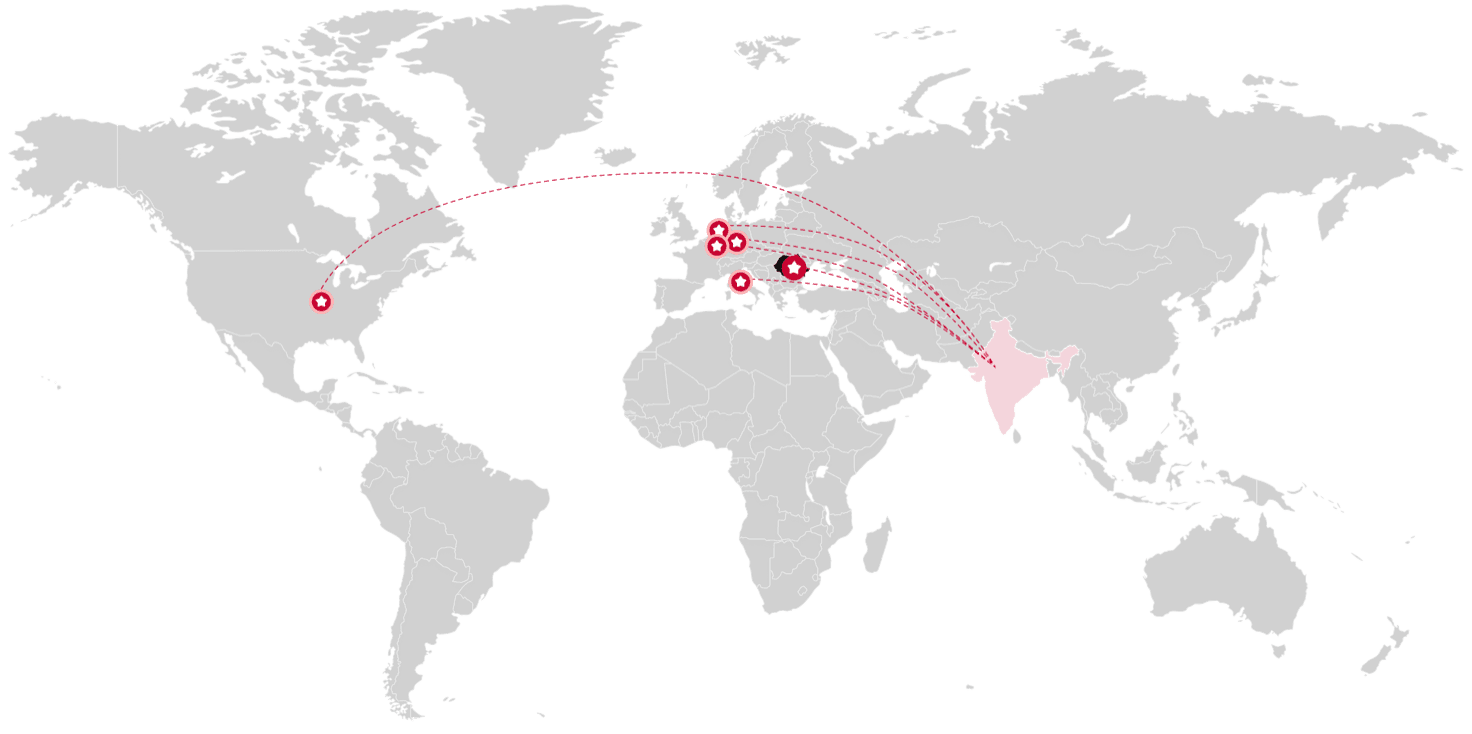 World map highlighting Romania