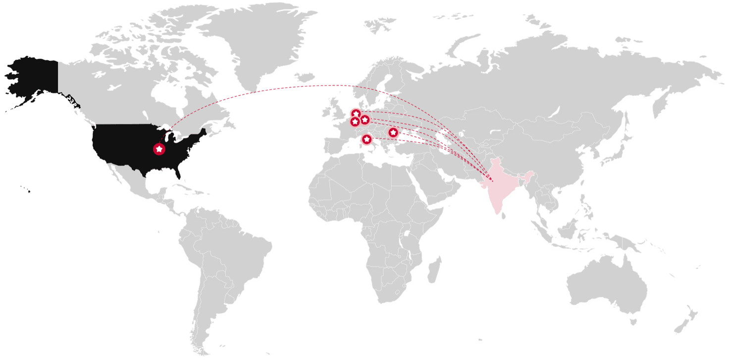 World map highlighting USA
