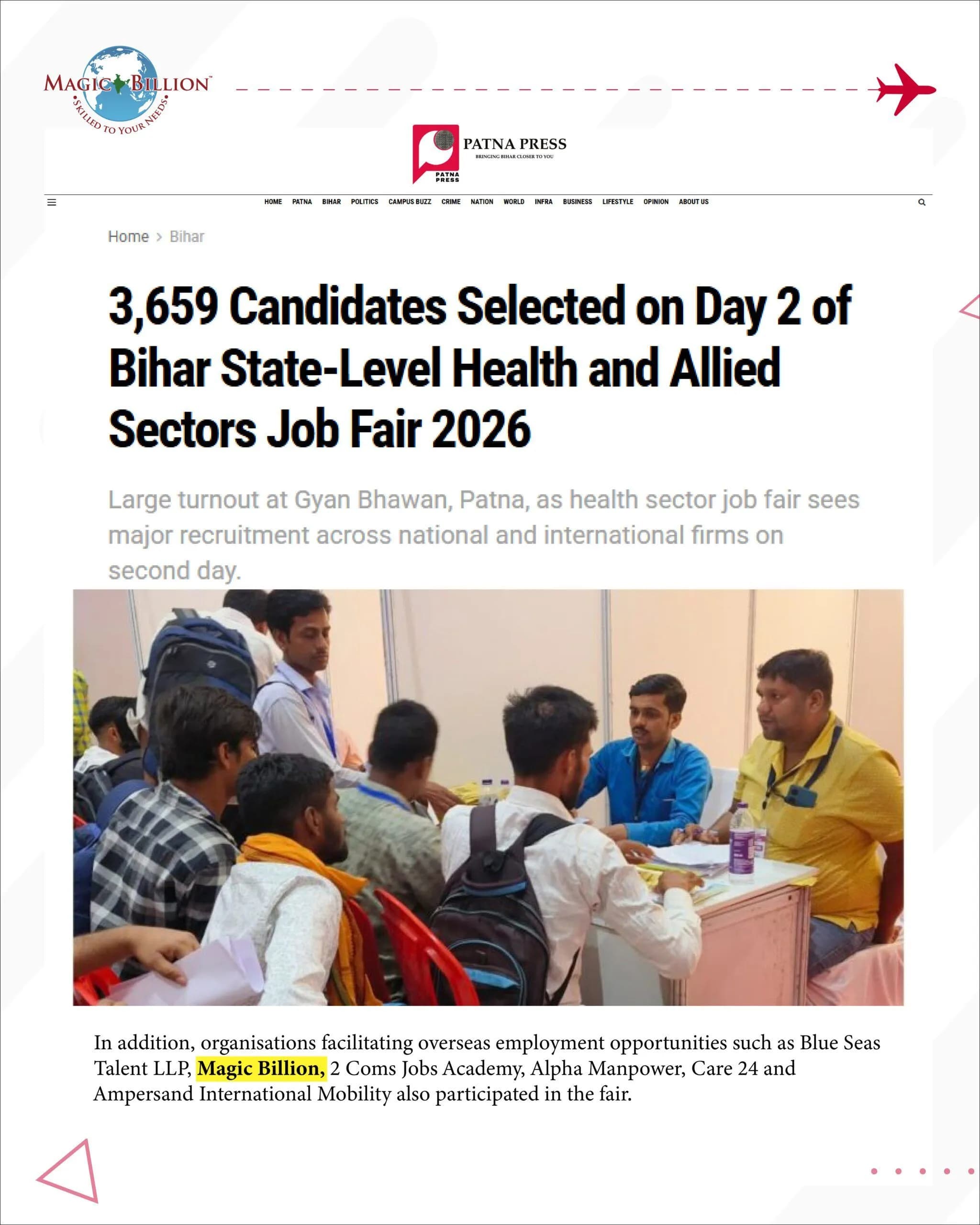 3,659 Candidates Selected on Day 2 of Bihar State-Level Health and Allied Sectors Job Fair 2026